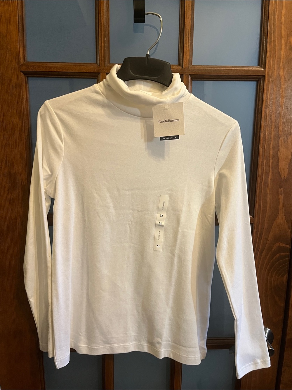 croft & barrow Women's White Long-Sleeve Mock Neck Top